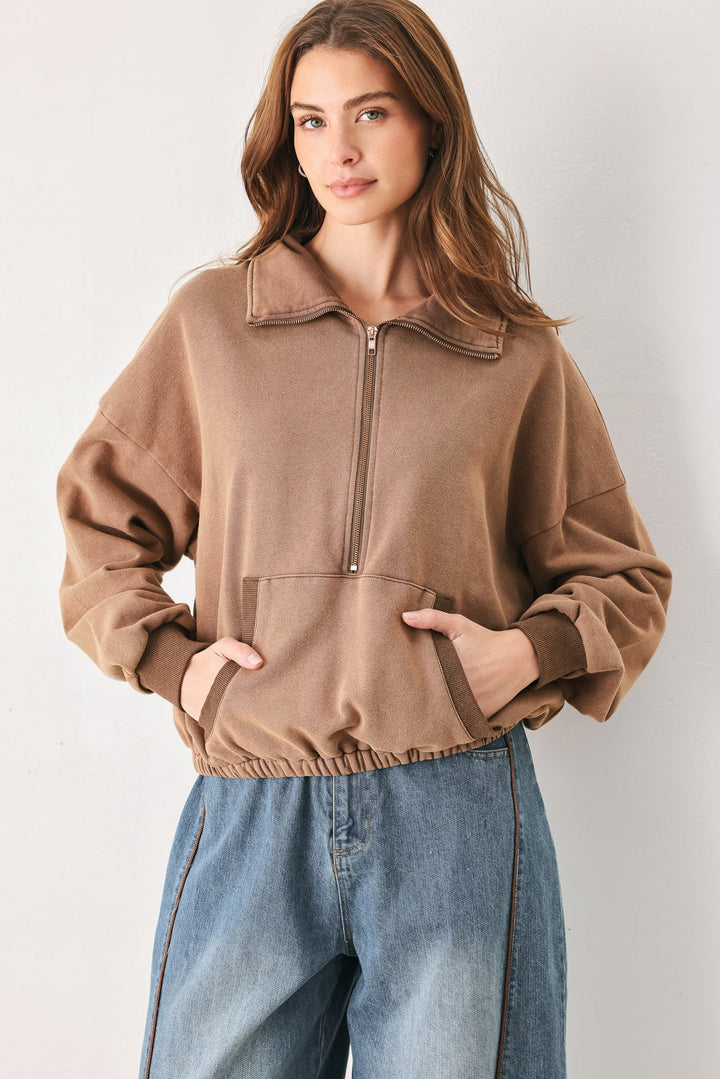 DELIGHTFUL DRAPE FRENCH TERRY SWEATSHIRT