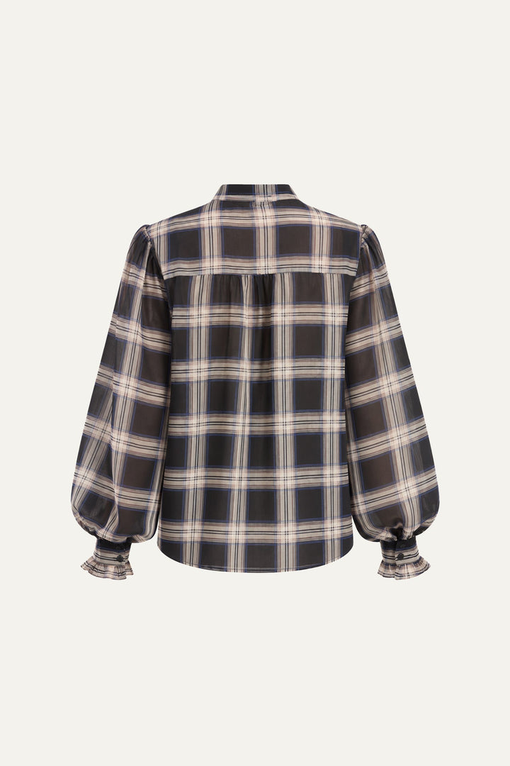 LOVELY INTUITION WOVEN PLAID TOP