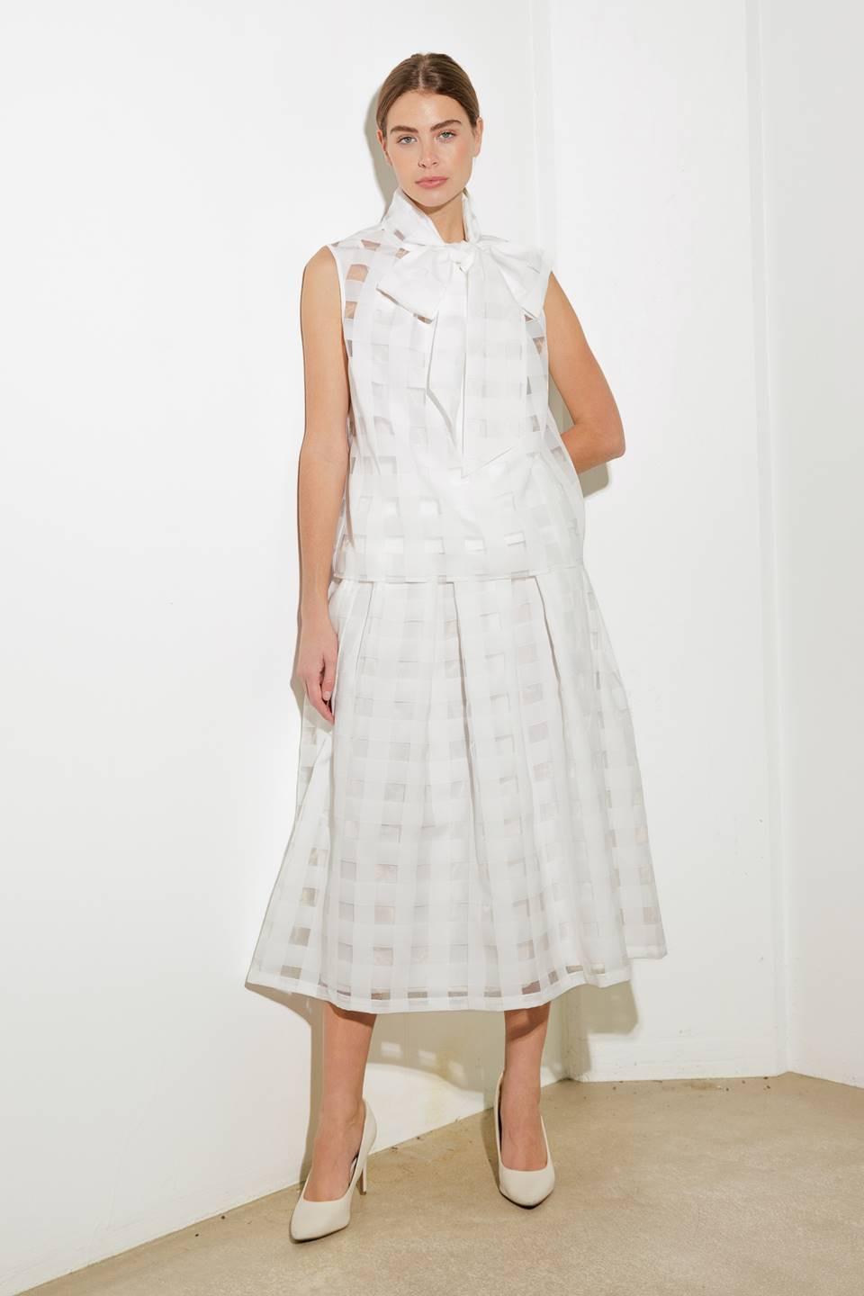 Live for Us White Woven Organza Top from KADOU Boutique
