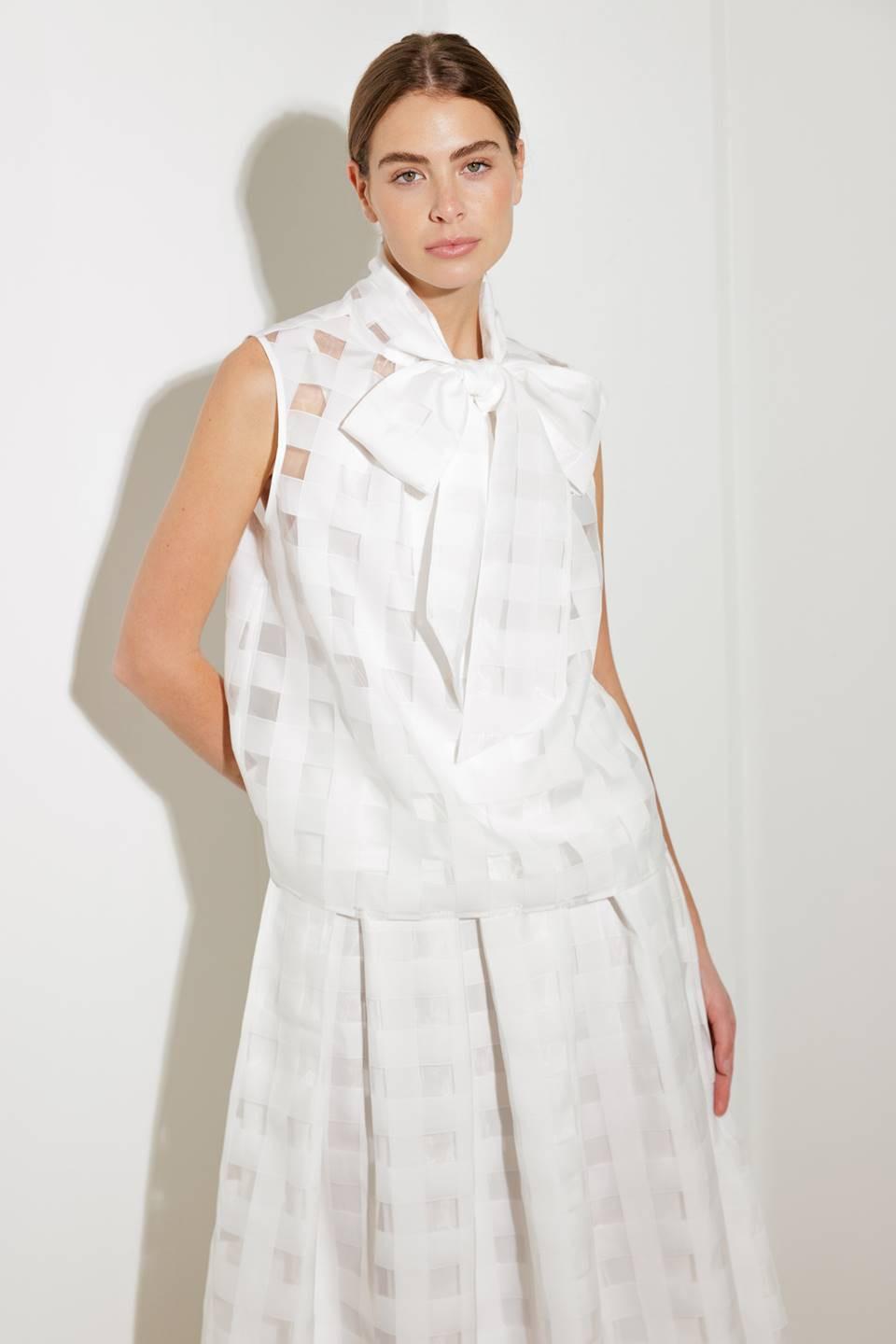 Live for Us White Woven Organza Top from KADOU Boutique