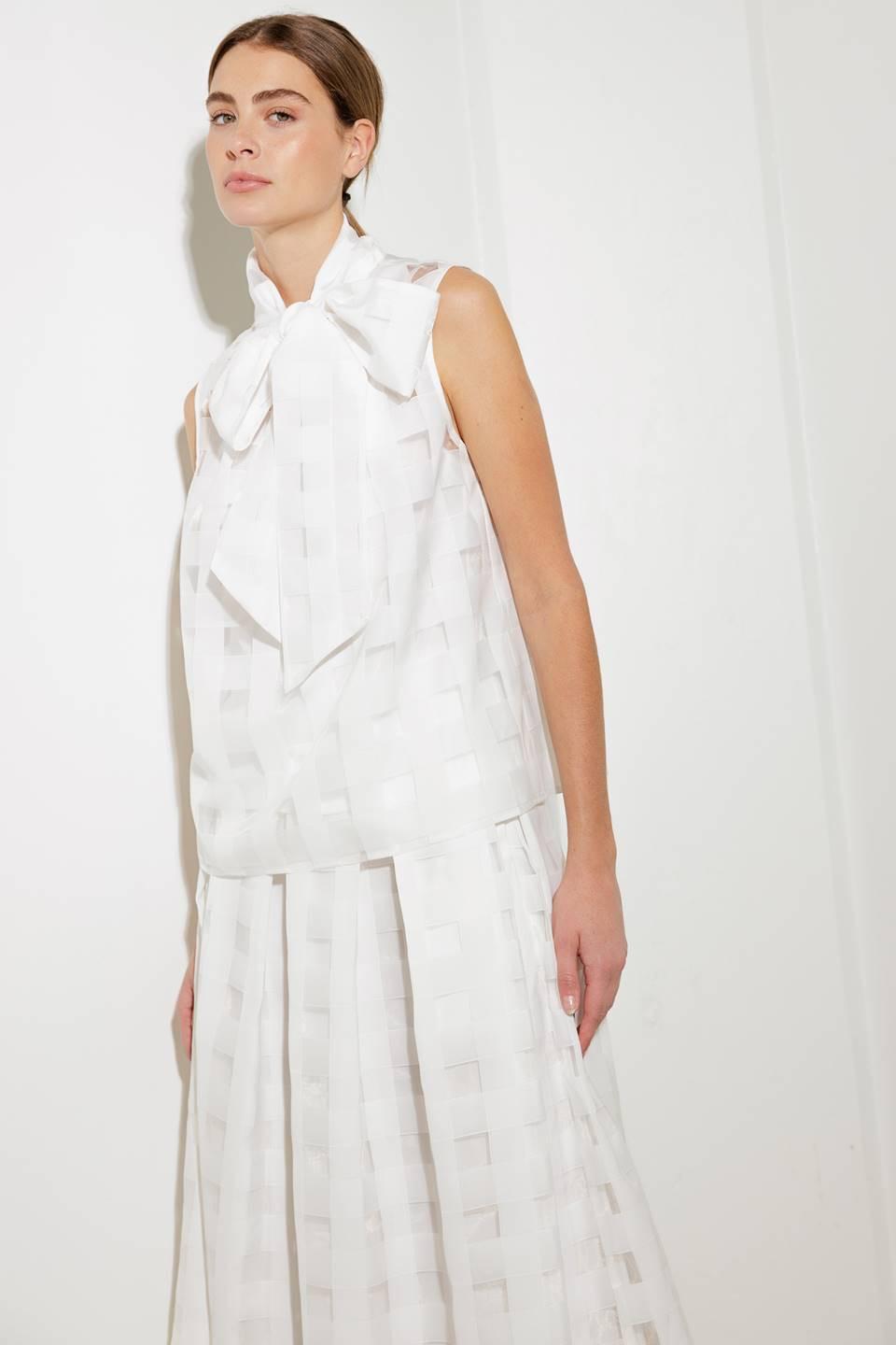 Live for Us White Woven Organza Top from KADOU Boutique