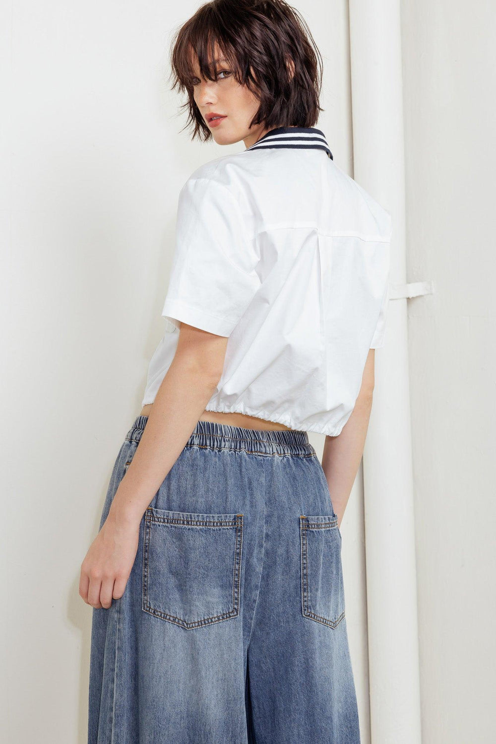 Coastal Collar Woven Crop Top from KADOU Boutique