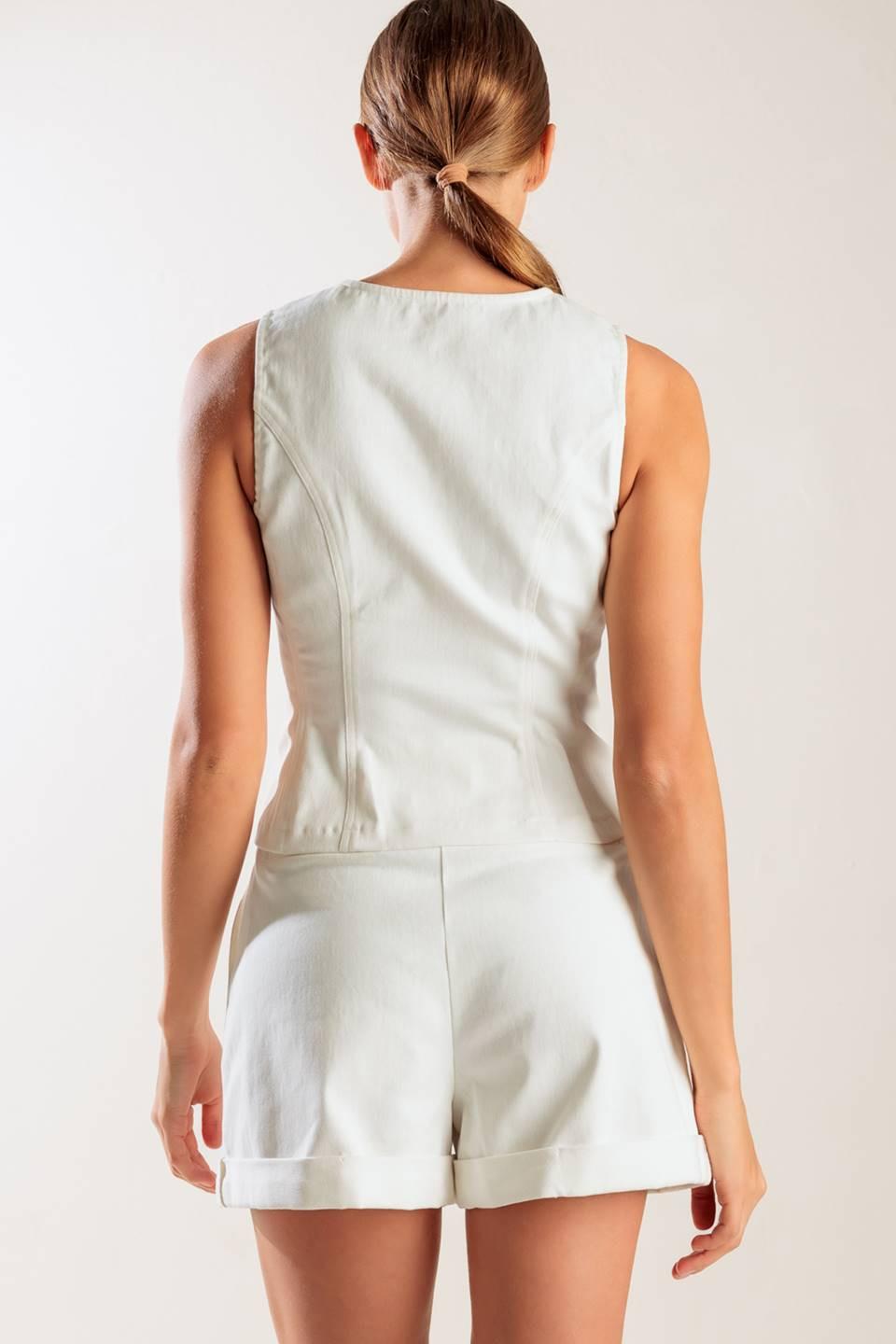Love Letters White Woven Vest from KADOU Boutique