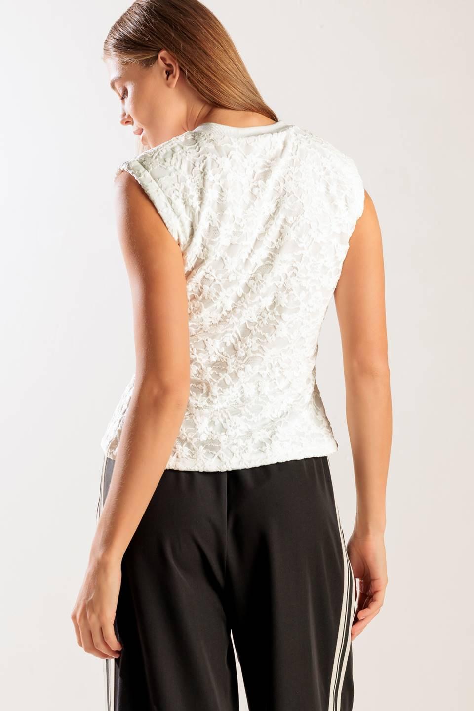 Hidden Smiles White Woven Lace Top from KADOU Boutique