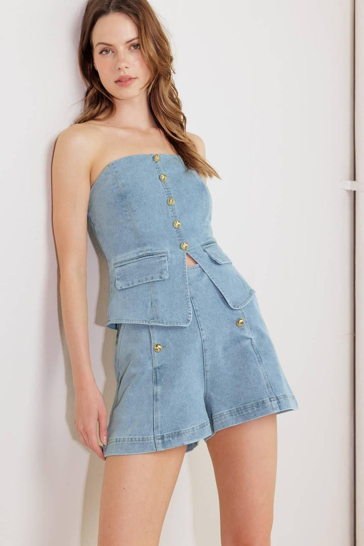 Angel Wings and Chamomile Denim Top from KADOU Boutique