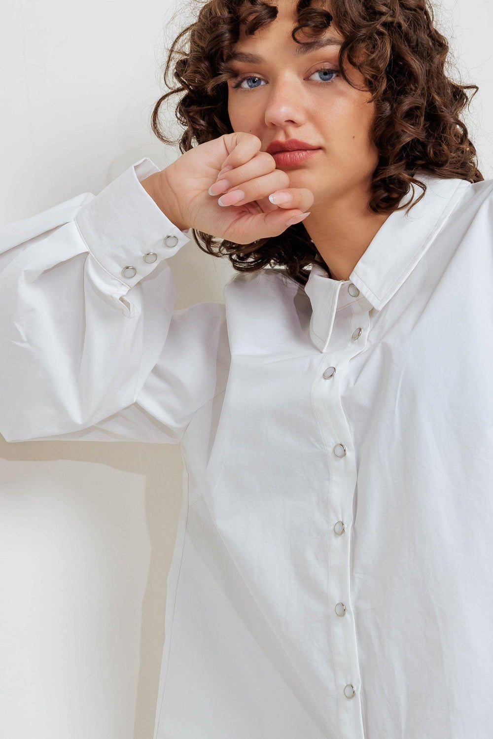 White Noise Solid Woven Top from KADOU Boutique