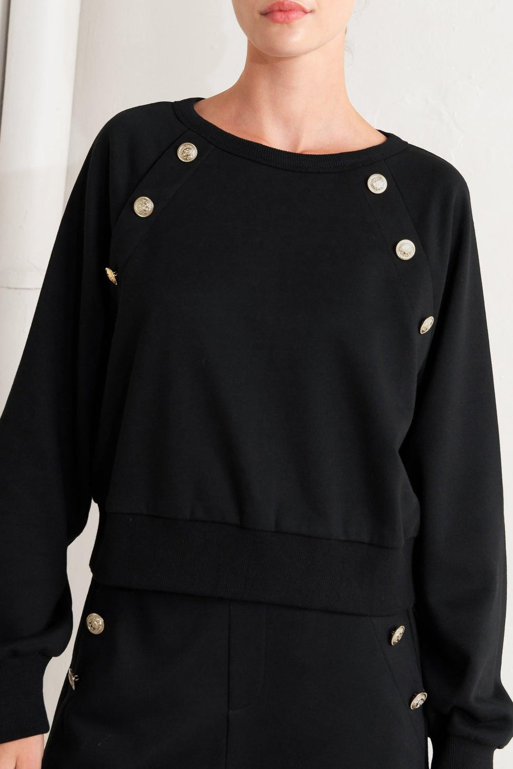 Black Regiment Woven Top from KADOU Boutique