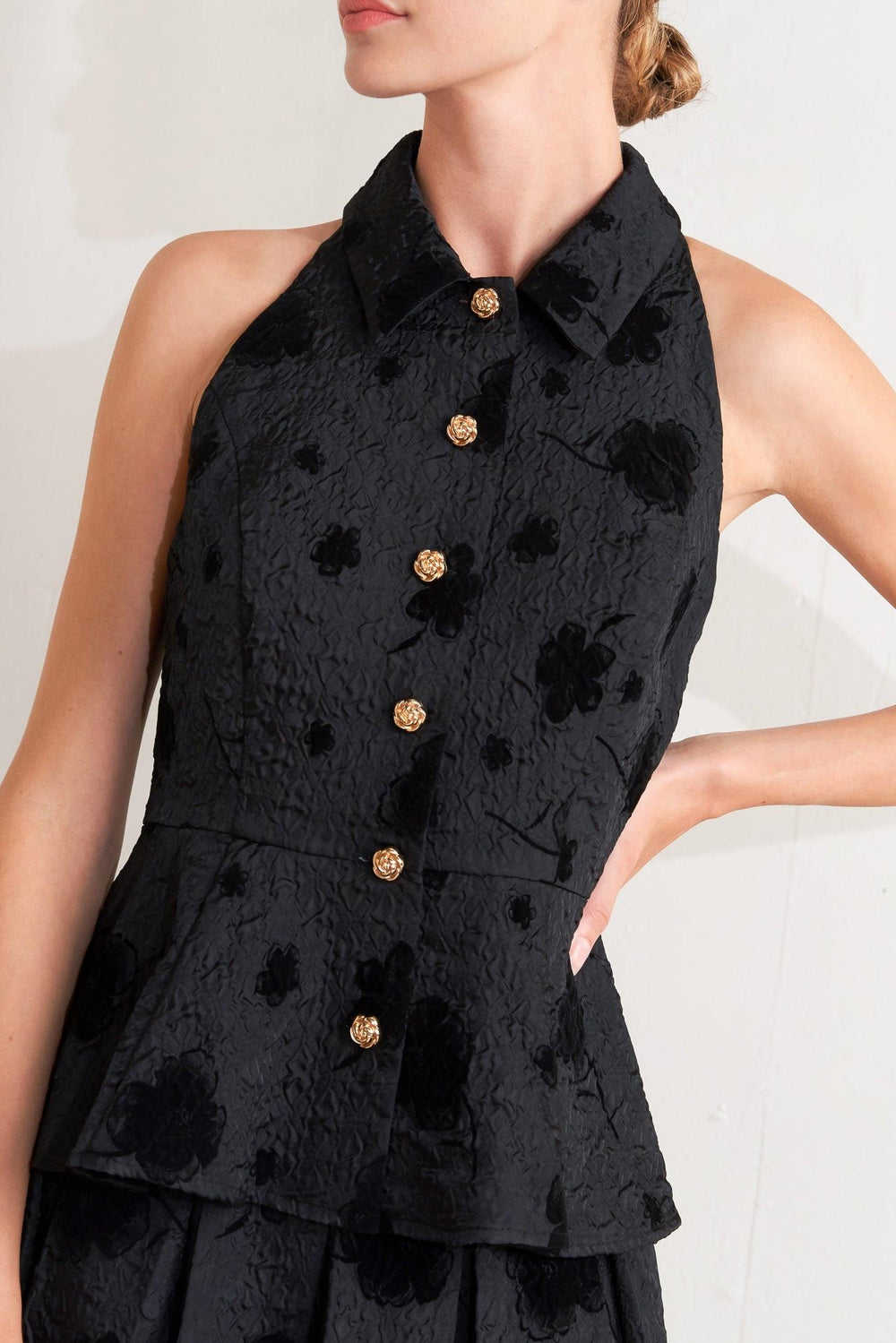 Noir Blooming Romance Woven Top from KADOU Boutique