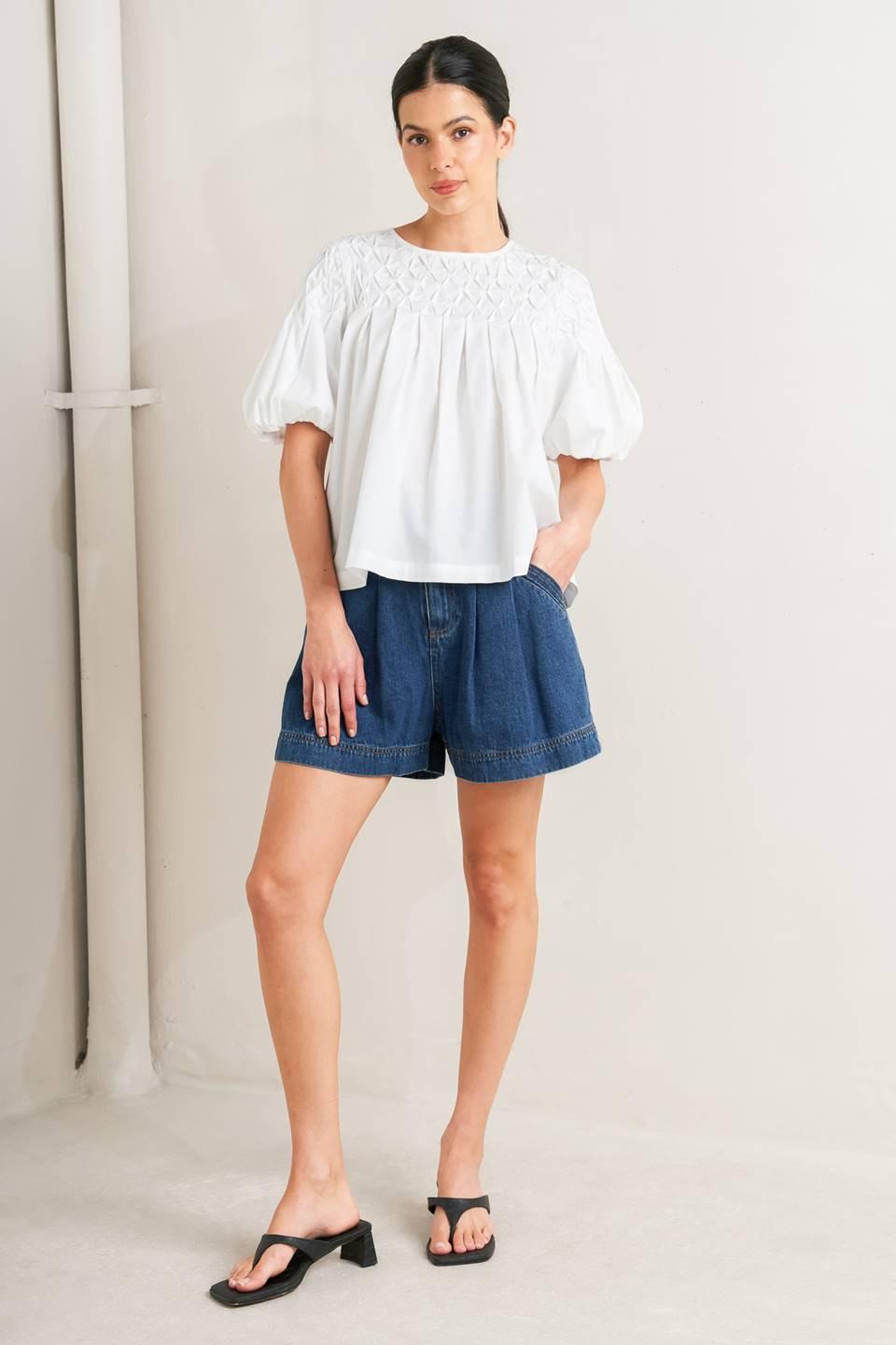 White Dream Puff Woven Top from KADOU Boutique
