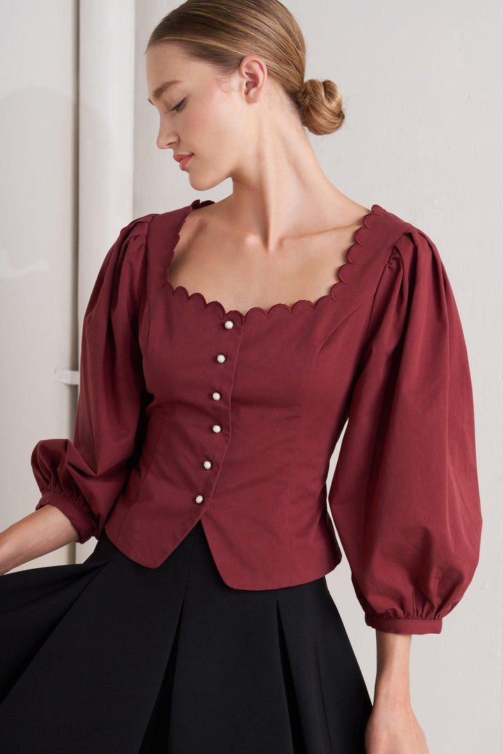 Amour Scallop Woven Top from KADOU Boutique