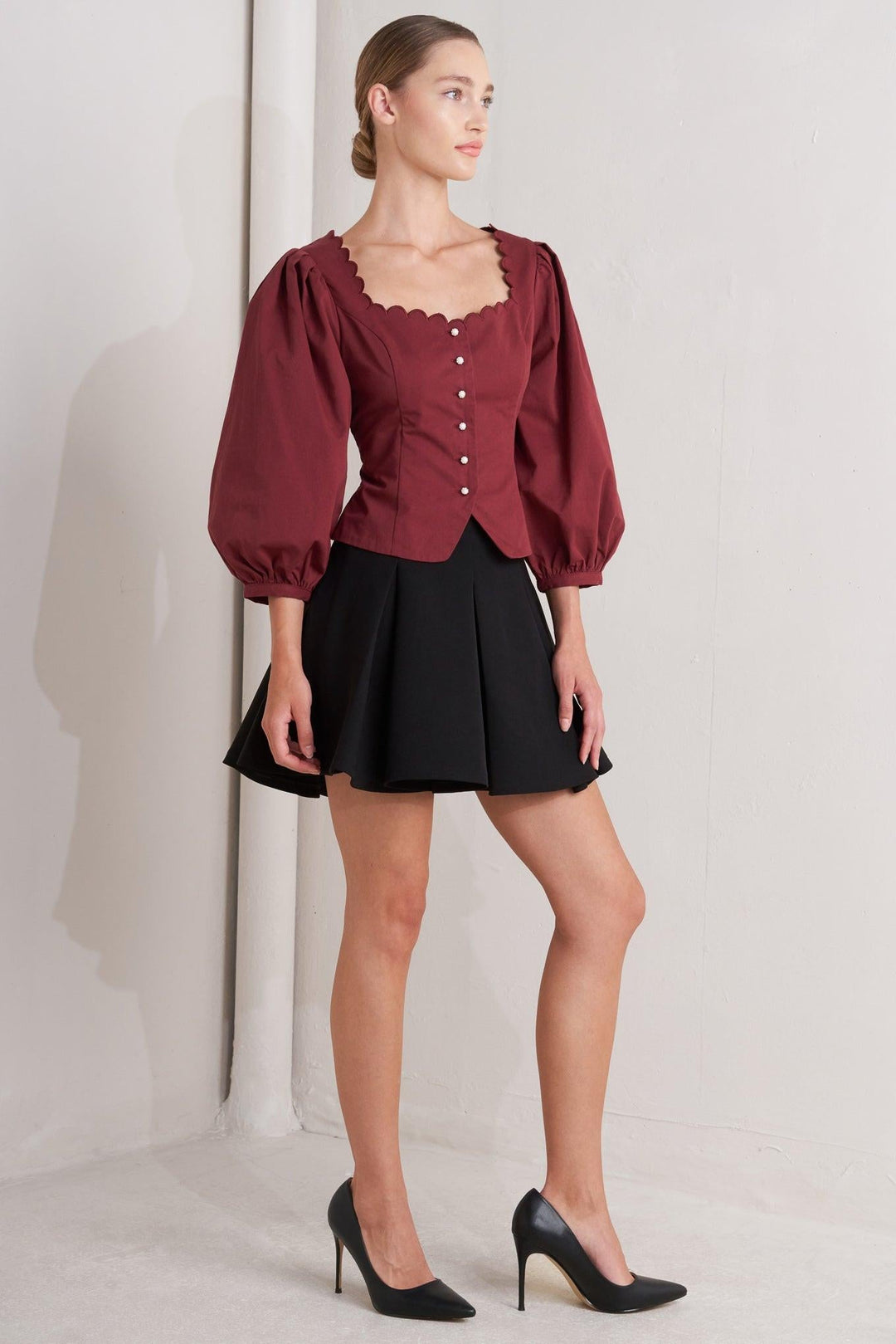 Amour Scallop Woven Top from KADOU Boutique