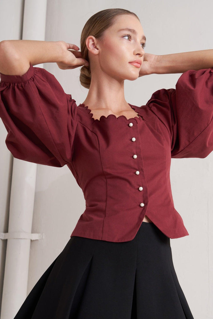 Amour Scallop Woven Top from KADOU Boutique