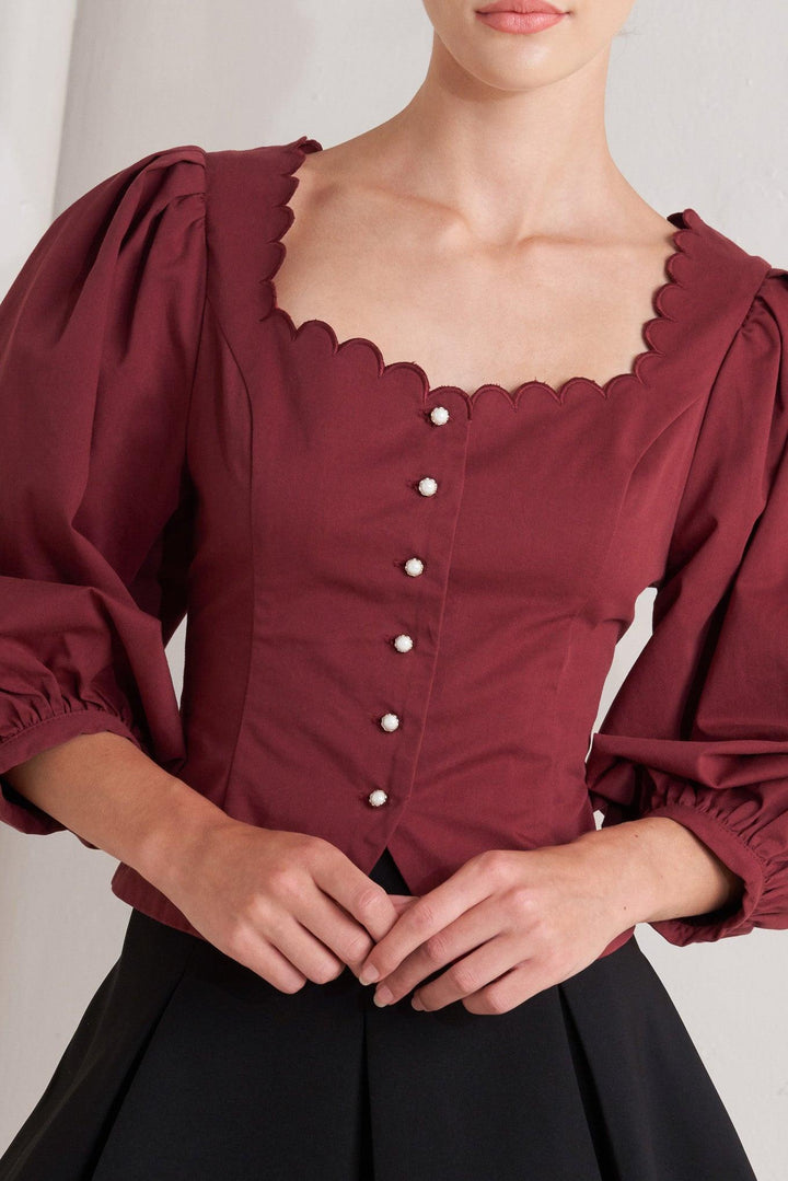 Amour Scallop Woven Top from KADOU Boutique