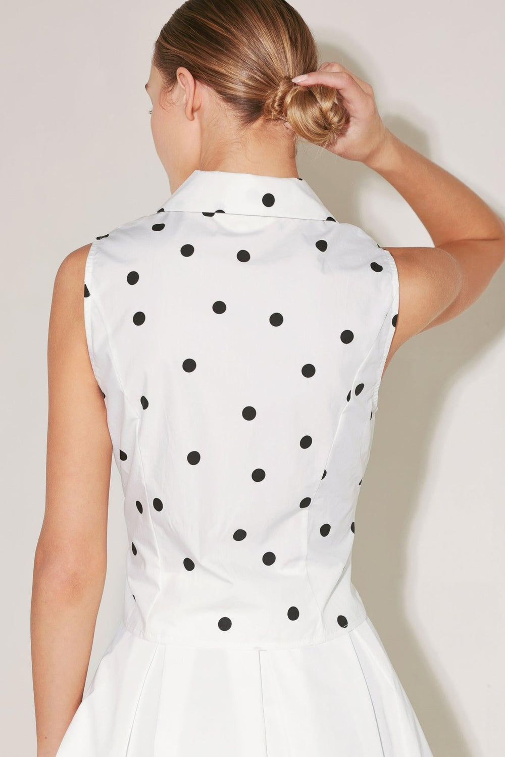 Café Noir Polka Woven Top from KADOU Boutique