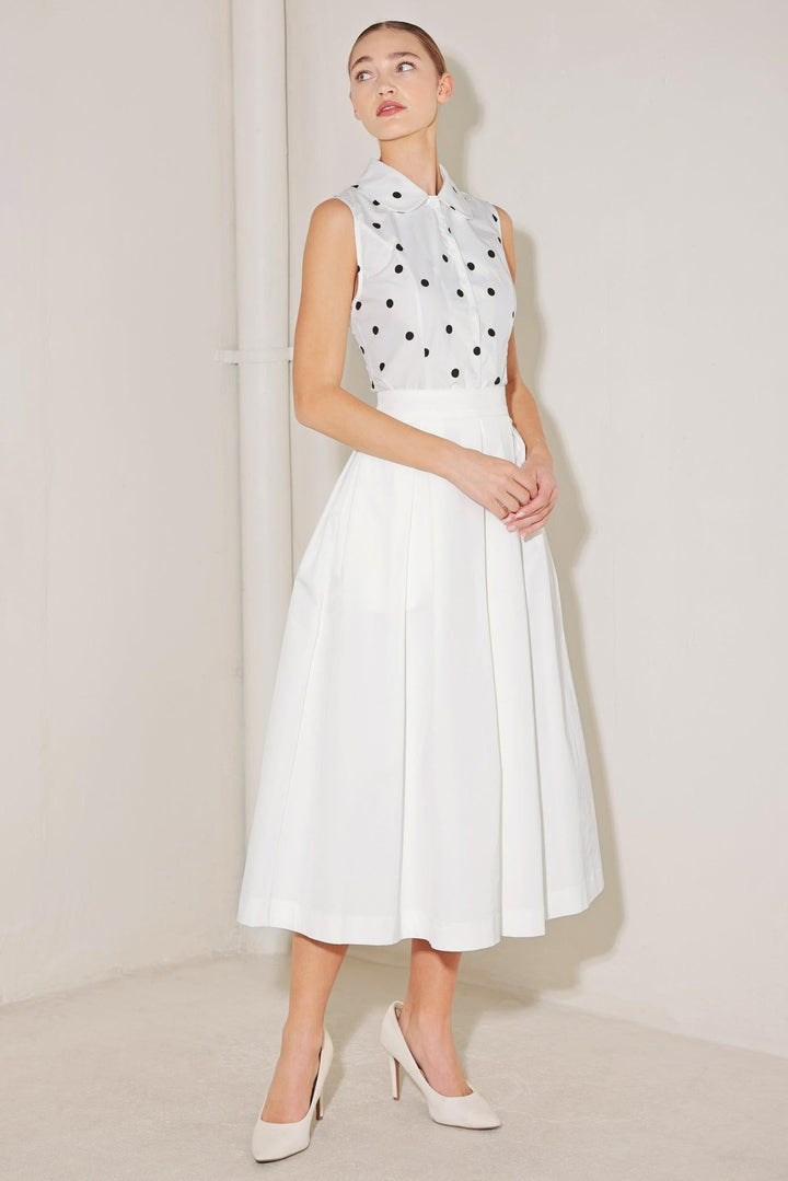 Café Noir Polka Woven Top from KADOU Boutique