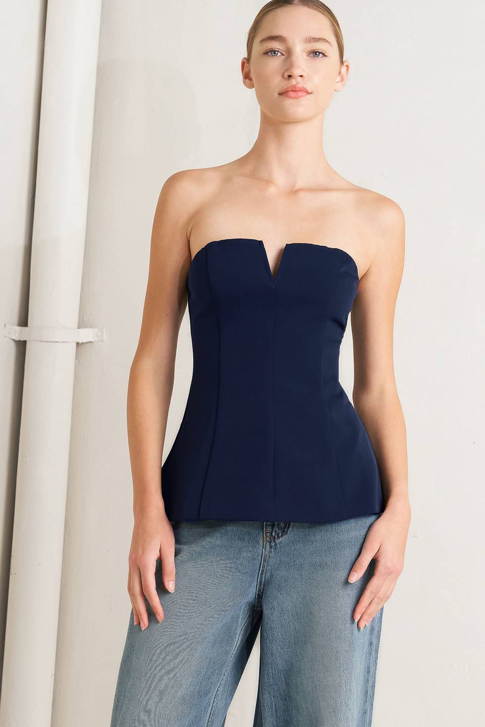 Noir Contour Woven Top from KADOU Boutique