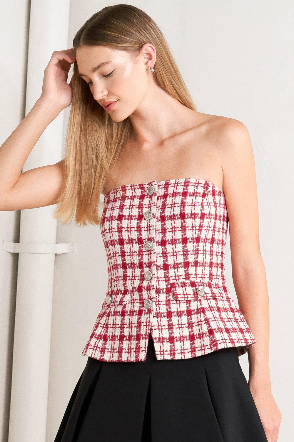 Lady Code Tweed Top from KADOU Boutique