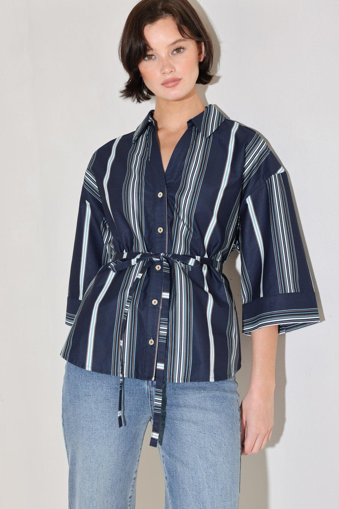 City Stripe Woven Top from KADOU Boutique