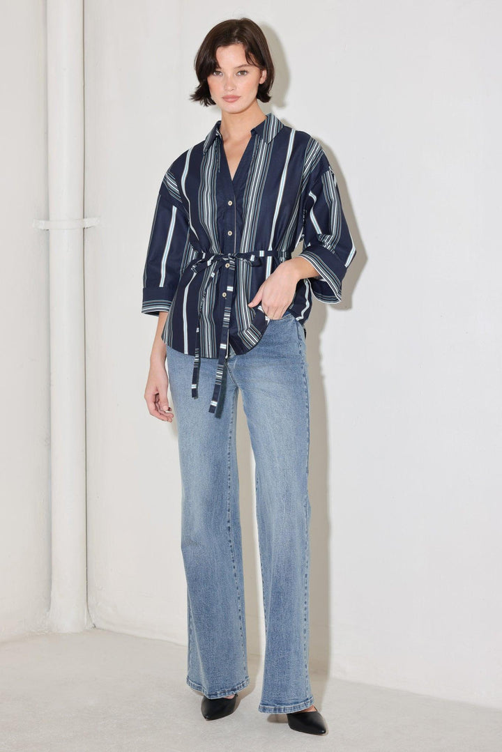 City Stripe Woven Top from KADOU Boutique