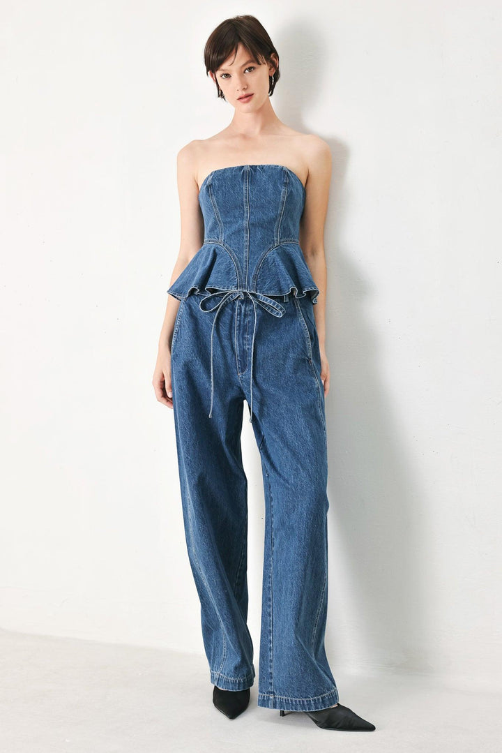 Blue Blossom Bustier Denim Top from KADOU Boutique