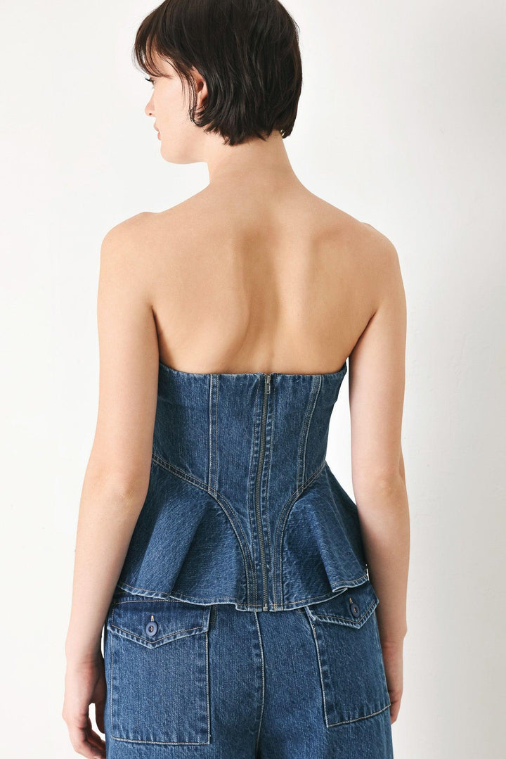 Blue Blossom Bustier Denim Top from KADOU Boutique