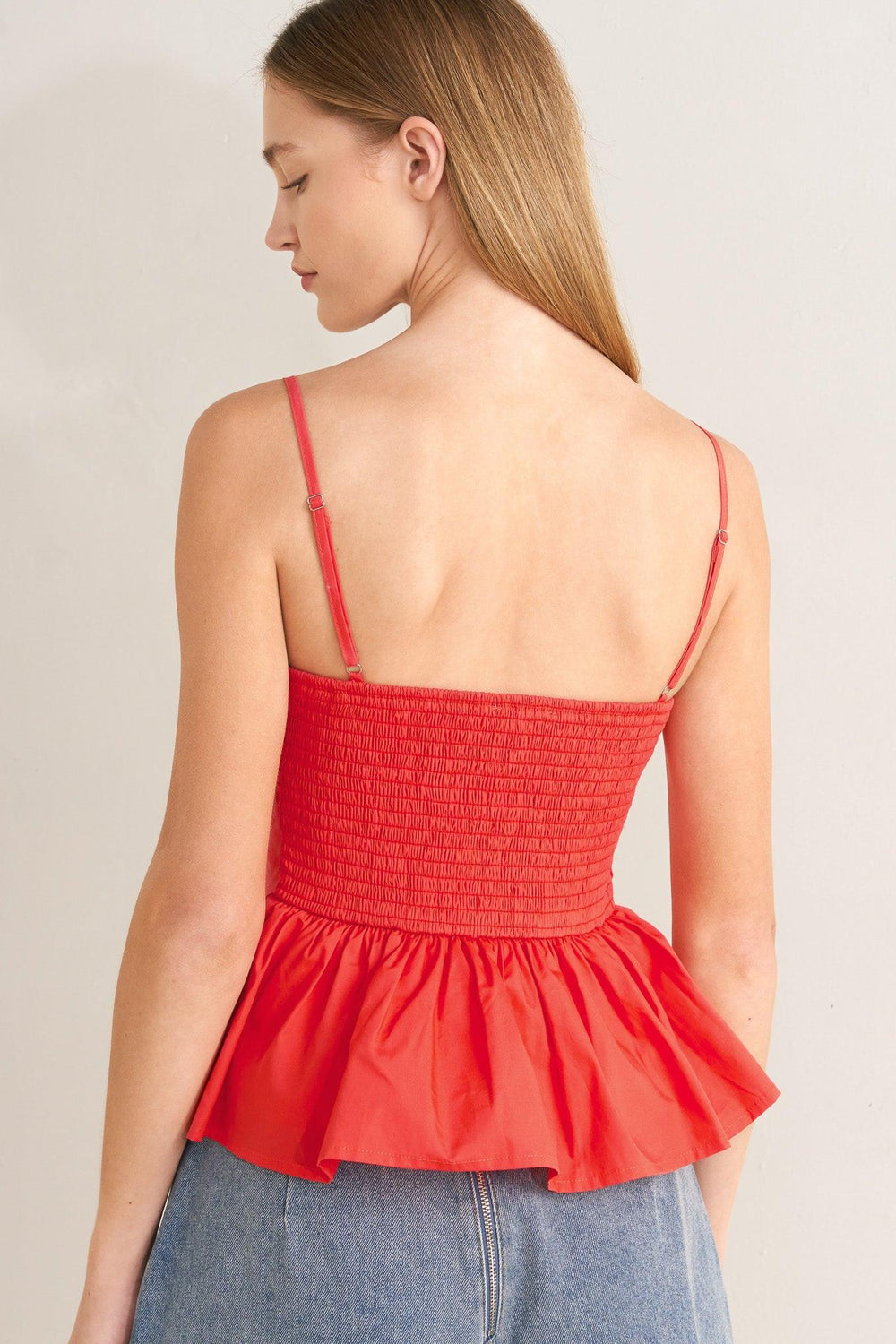 Sunset Bow Red Woven Top from KADOU Boutique