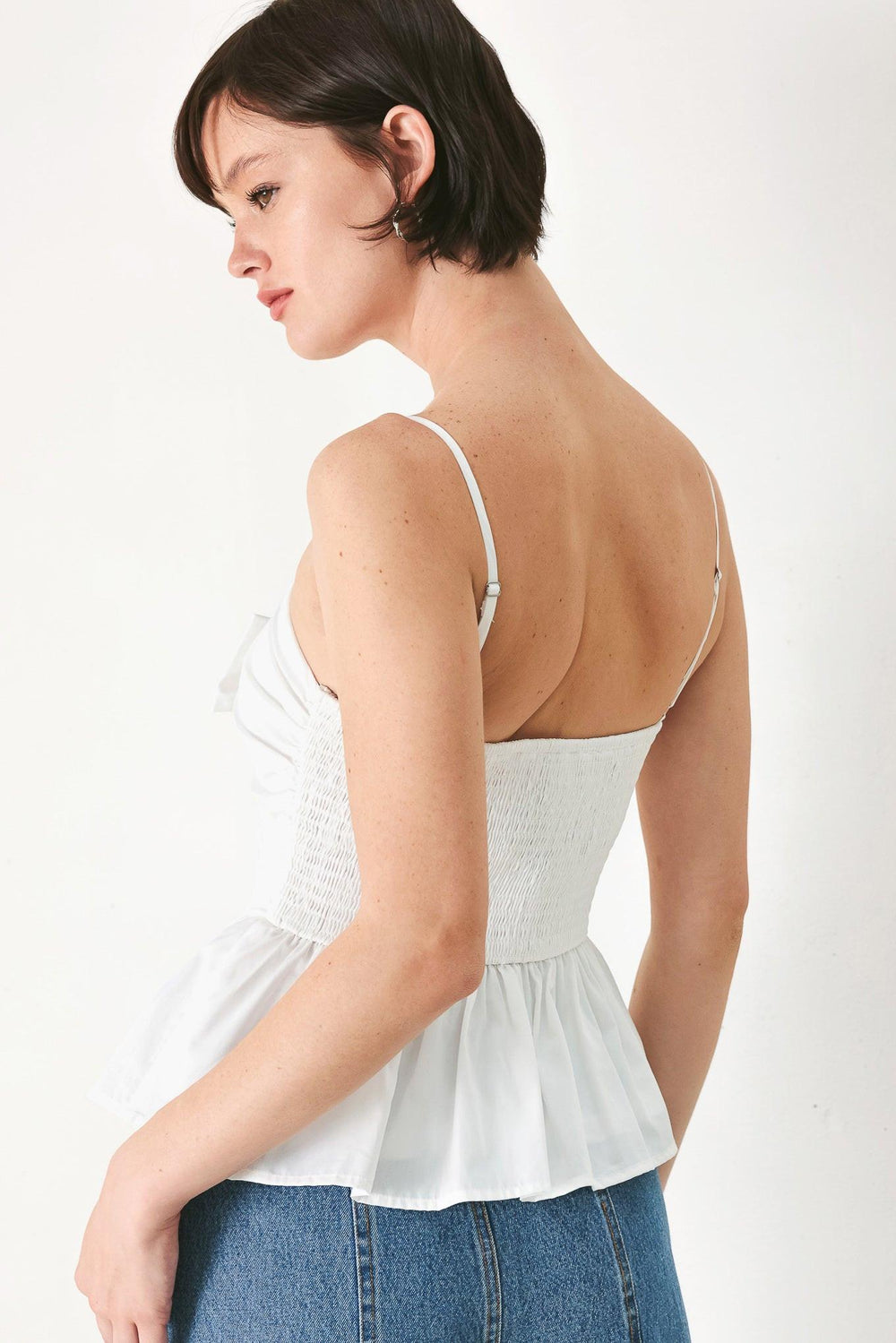 Sunset Bow White Woven Top from KADOU Boutique