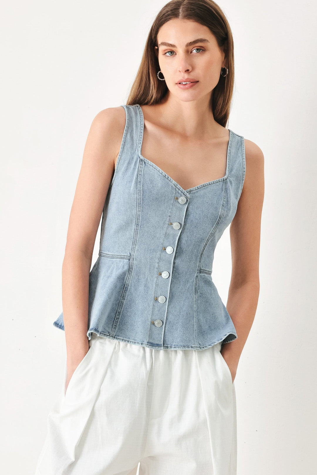 Blossom Blue Denim Top from KADOU Boutique