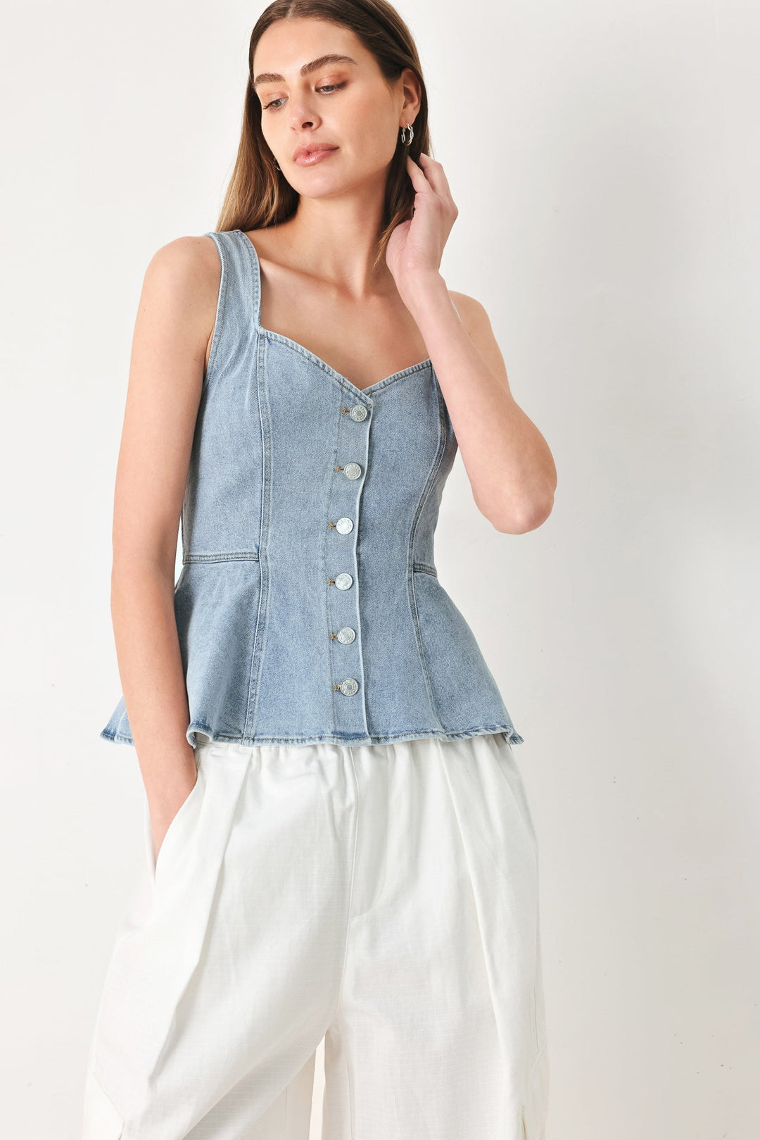 Blossom Blue Denim Top from KADOU Boutique