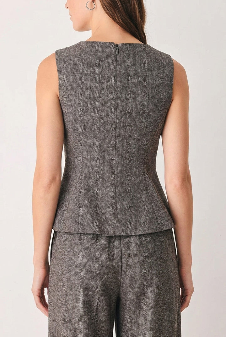 Cocoa Structure Brown V-Neck Peplum Top from KADOU Boutique