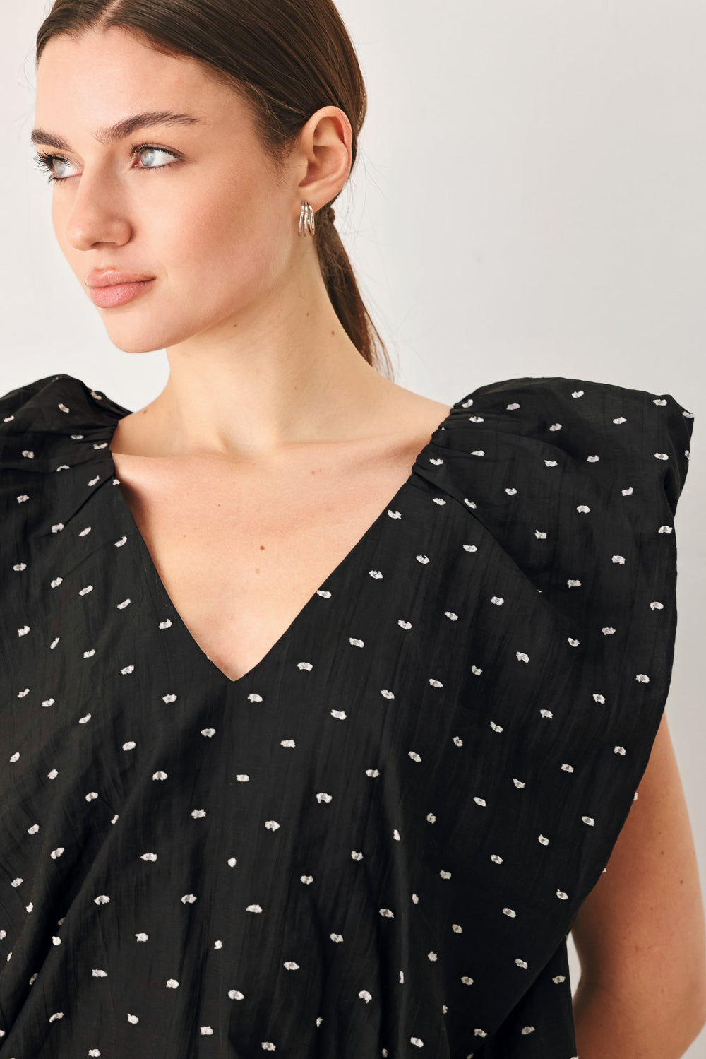 Polka Flutter Woven Top from KADOU Boutique