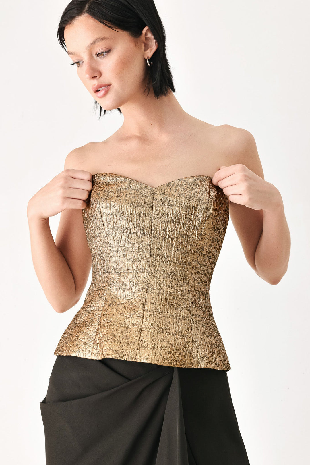 Gold Rush Metallic Sweetheart Tube Top from KADOU Boutique