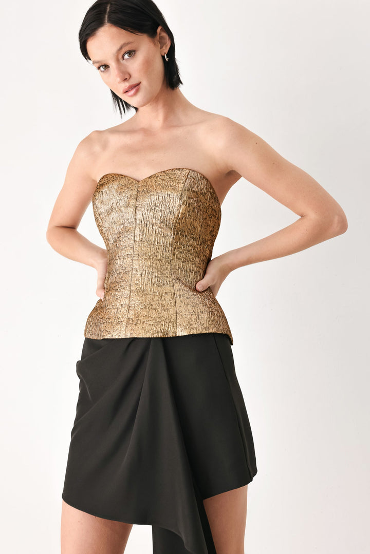 Gold Rush Metallic Sweetheart Tube Top from KADOU Boutique
