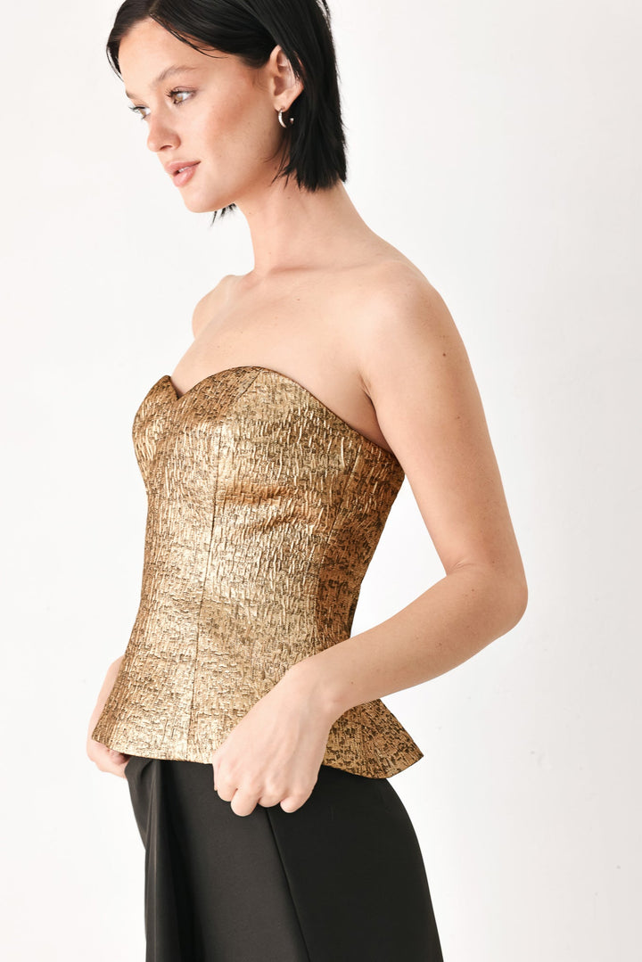 Gold Rush Metallic Sweetheart Tube Top from KADOU Boutique