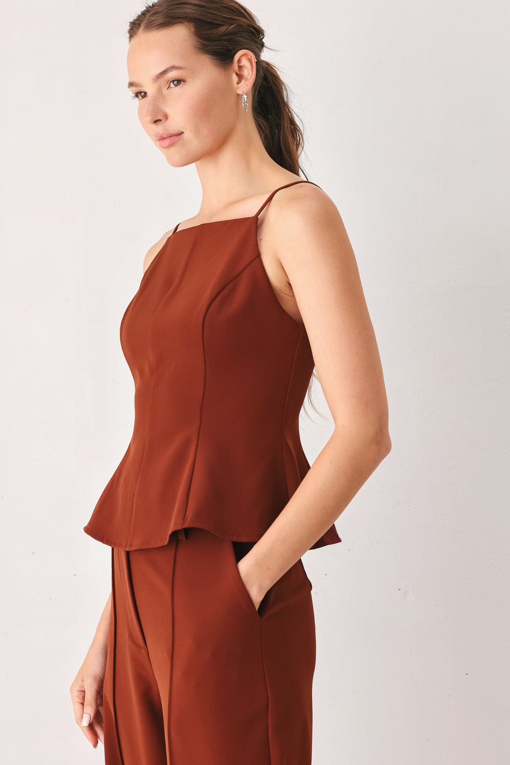 Autumn Rust Flowy Woven Top from KADOU Boutique