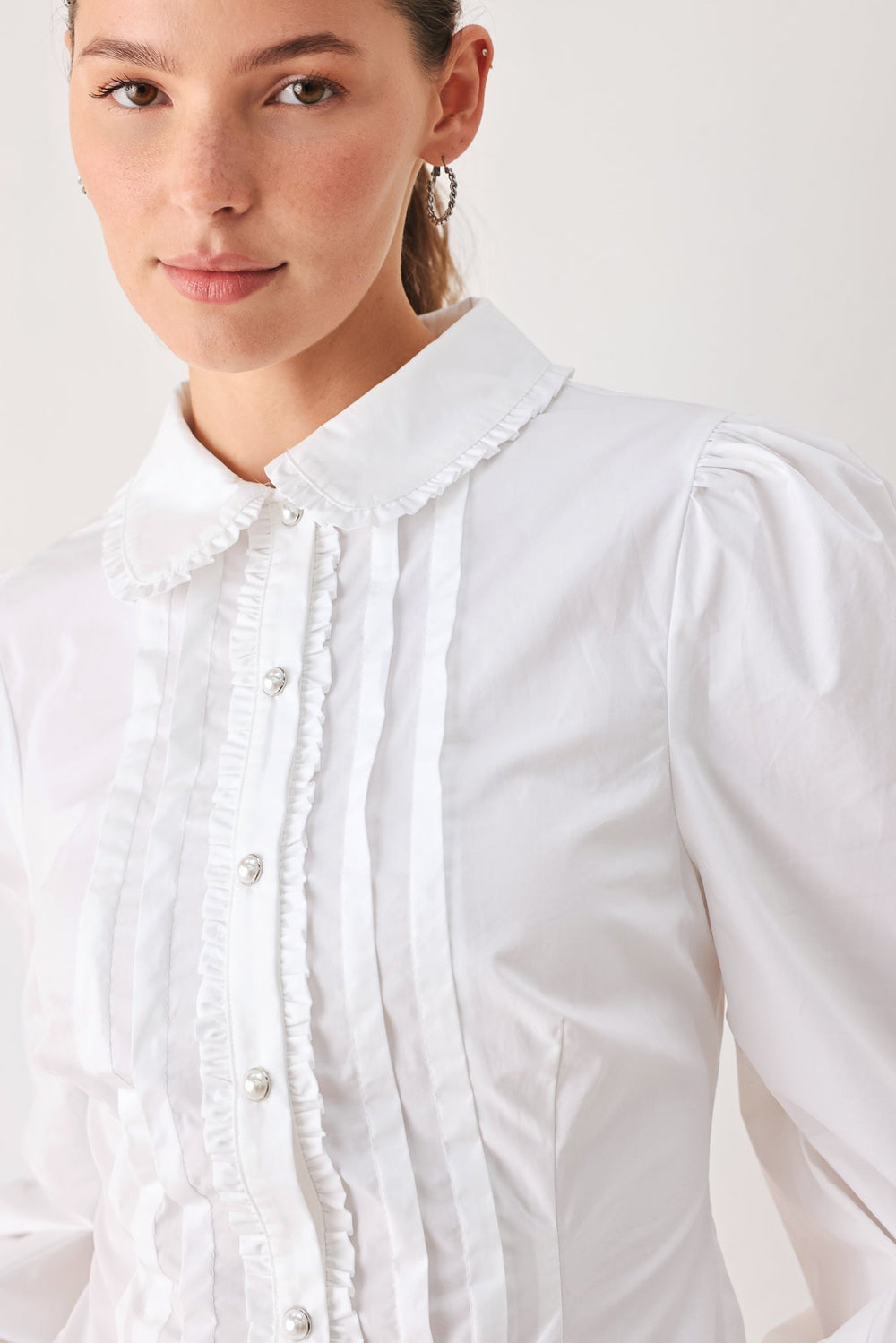 Regency Pintuck Long-Sleeve Woven Top from KADOU Boutique