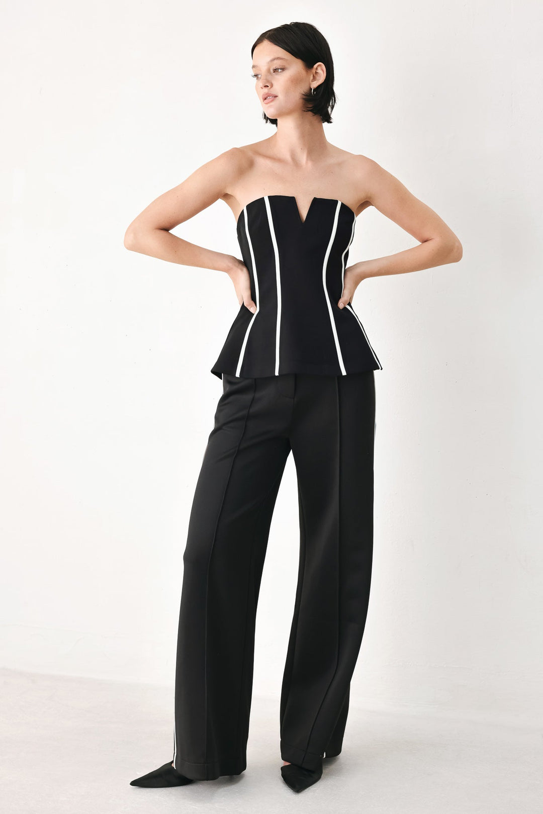 Black and White Reign Woven Tube Top from KADOU Boutique