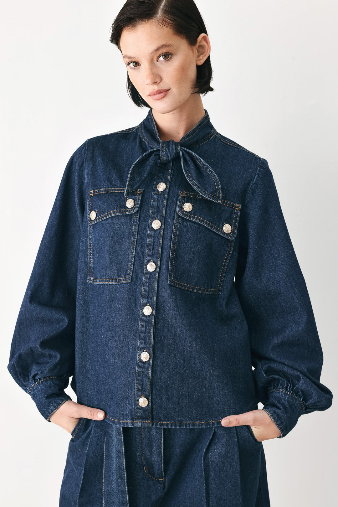 Deep Indigo Modern Muse Denim Top from KADOU Boutique