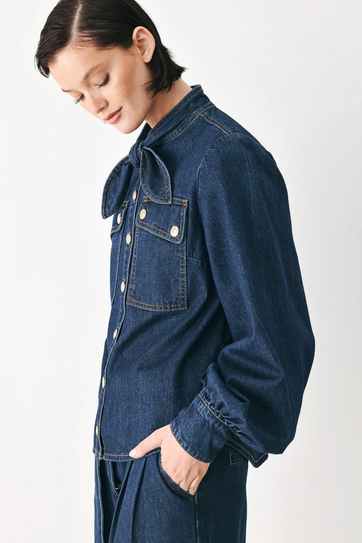 Deep Indigo Modern Muse Denim Top from KADOU Boutique