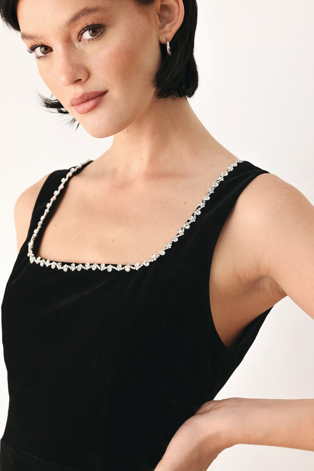 Midnight Glam Jeweled Velvet Peplum Top from KADOU Boutique