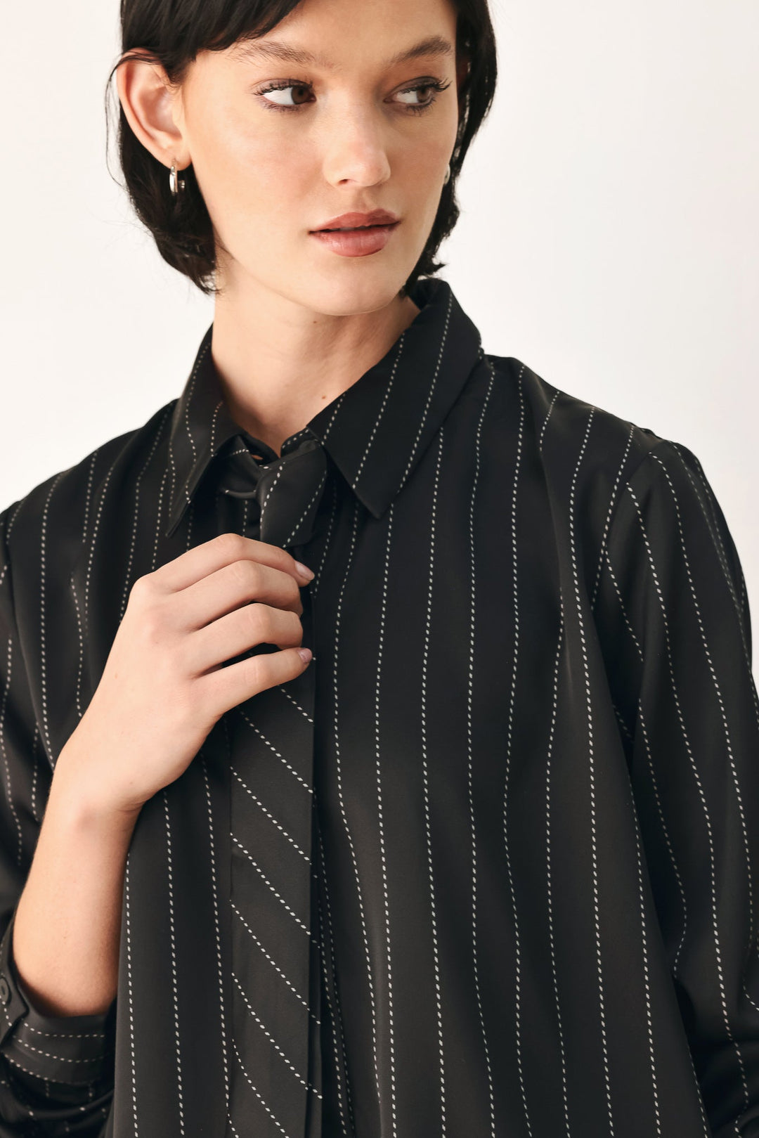 City After Dark Tie Front Striped Top from KADOU Boutique