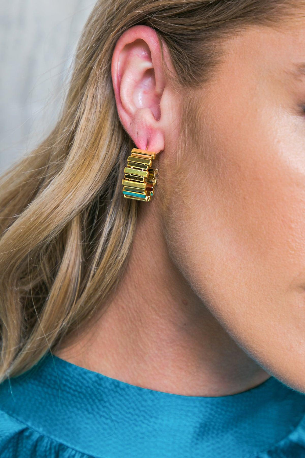 Dip Ribbed Stud Earrings from KADOU Boutique