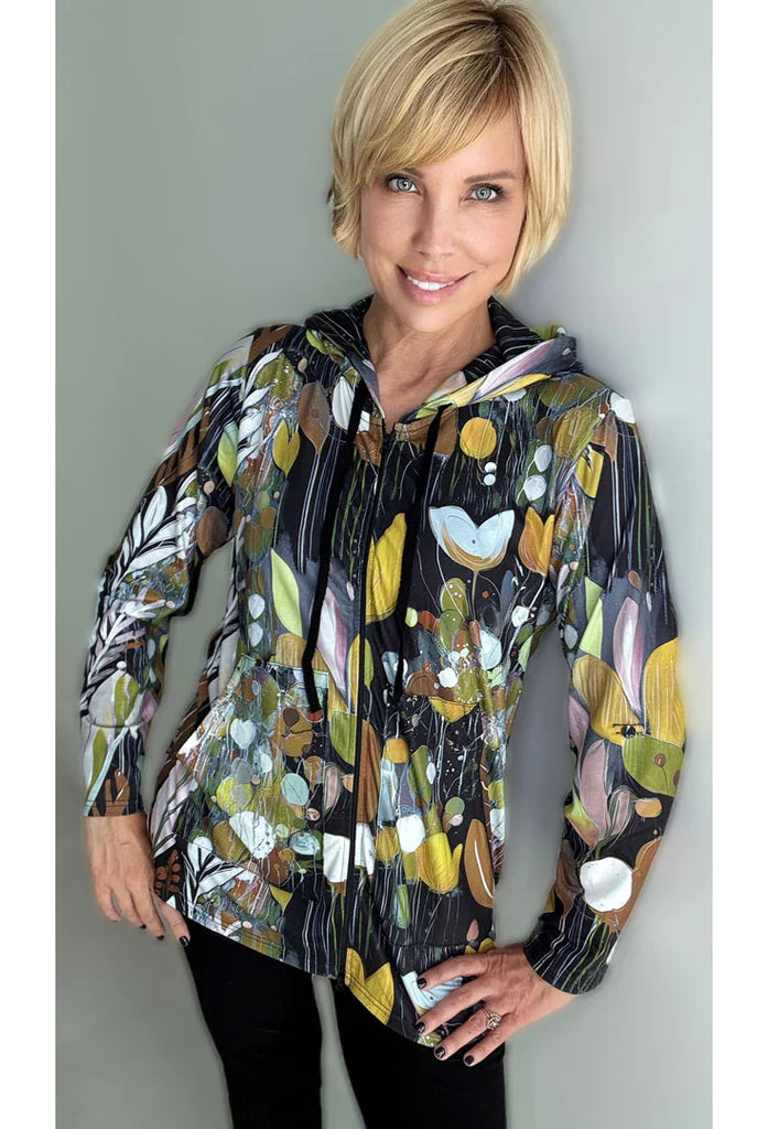 Fall Floral Full-Zip Hoodie Jacket