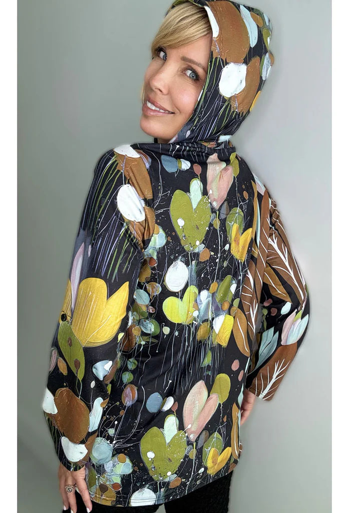 Fall Floral Full-Zip Hoodie Jacket
