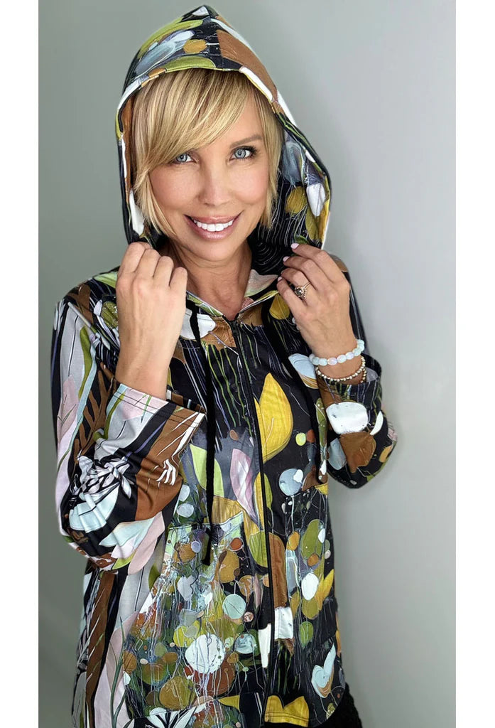 Fall Floral Full-Zip Hoodie Jacket