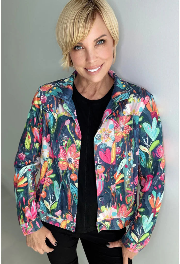 Floral Faux Suede Jacket