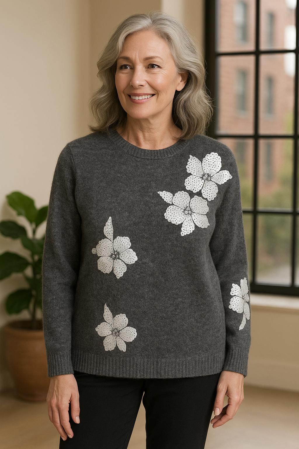 Floral Sequin Embroidered Top by Picadilly1