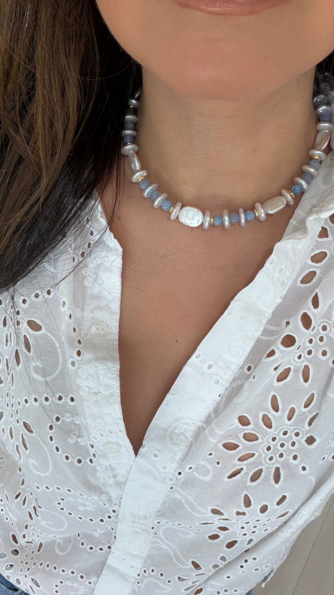 Aquamarine &amp; Pearl Necklace