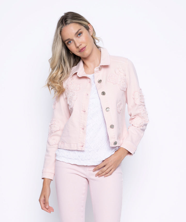 Picadilly Embellished Pink Denim Jacket