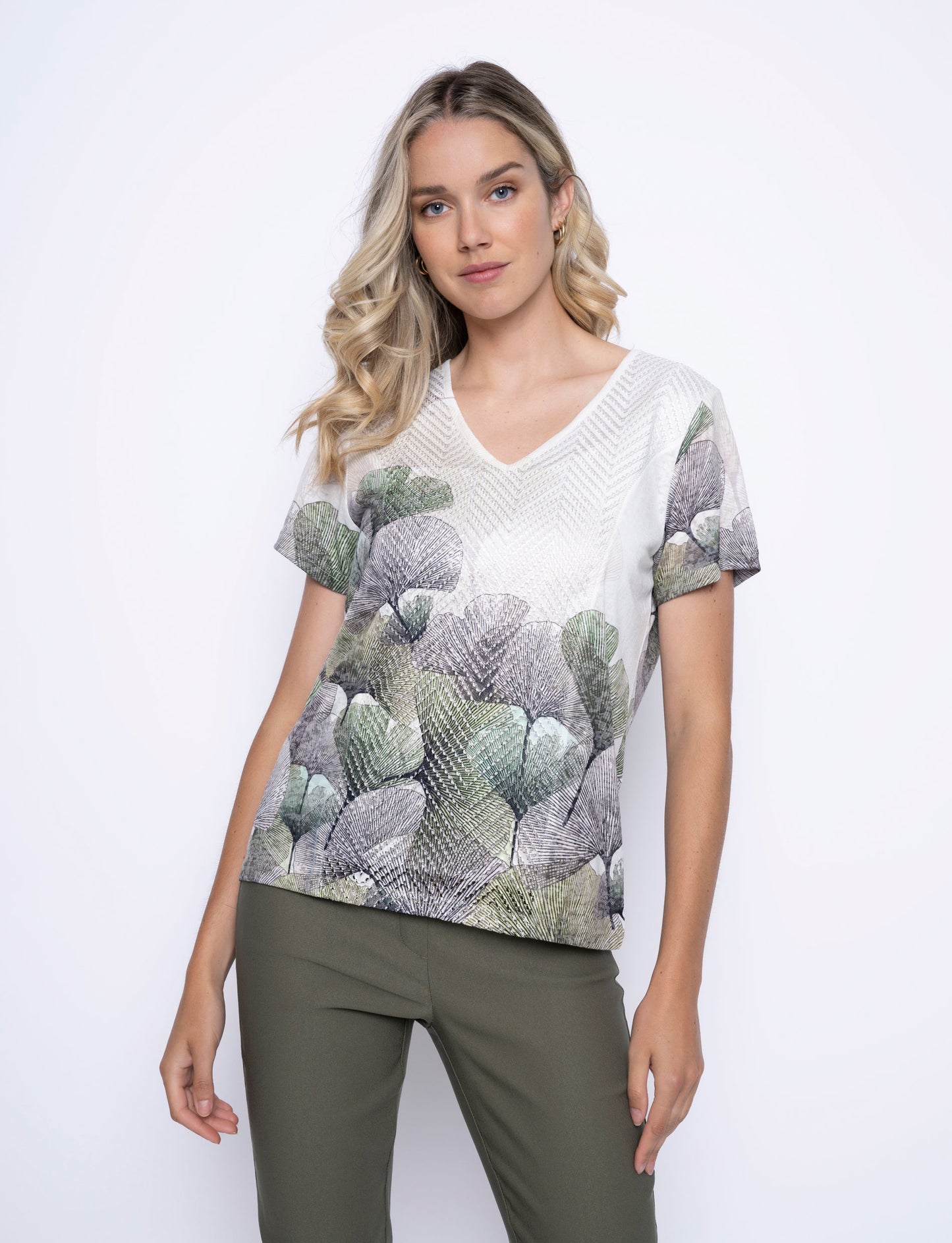 Picadilly V-Neck Printed Top